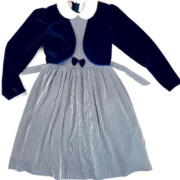 ❤️  VINTAGE ITALIAN GIRLS LUXURY DESIGNER VELVET FORMAL DRESS 11 12 ITALY EUC ❤️ - Picture 3 of 14